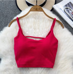 Backless Solid Color U-neck Camisole