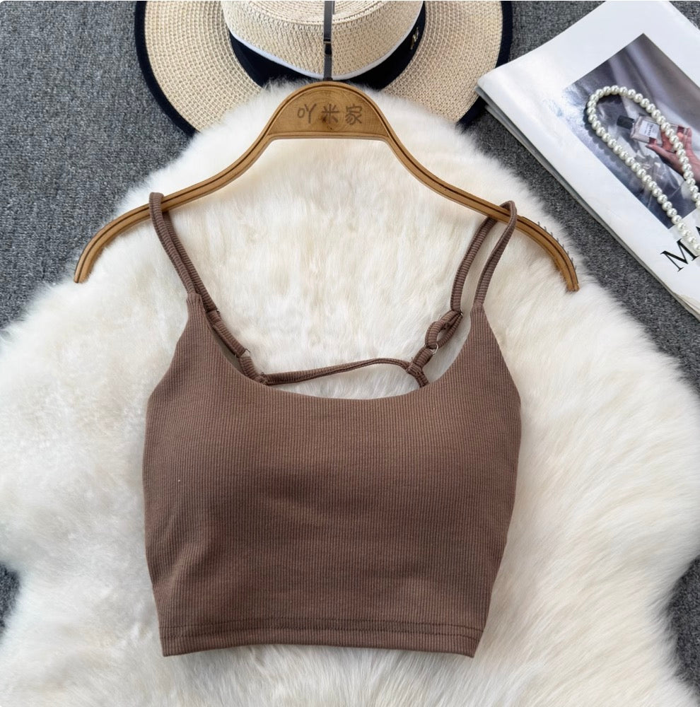 Backless Solid Color U-neck Camisole