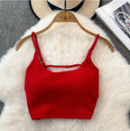 Backless Solid Color U-neck Camisole