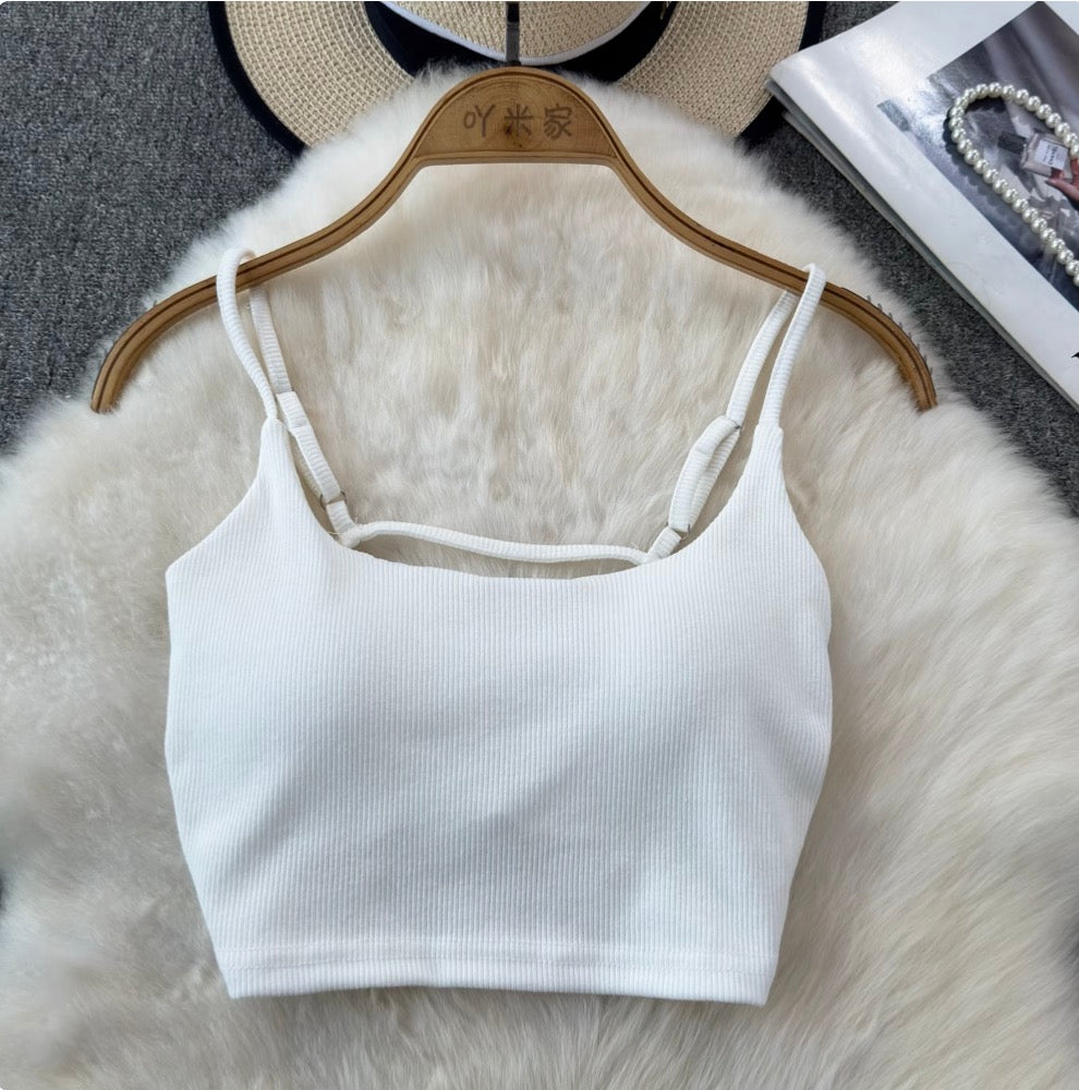 Backless Solid Color U-neck Camisole