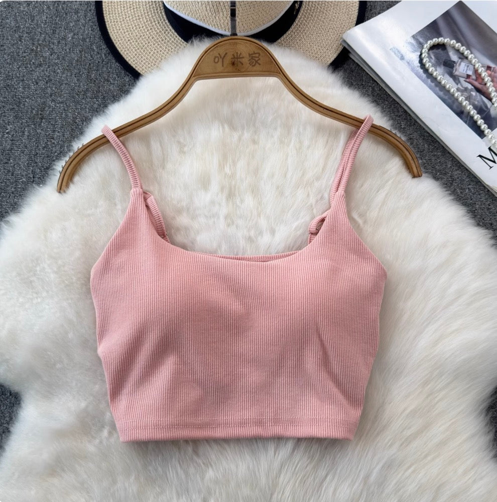 Backless Solid Color U-neck Camisole
