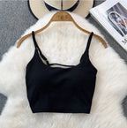 Backless Solid Color U-neck Camisole
