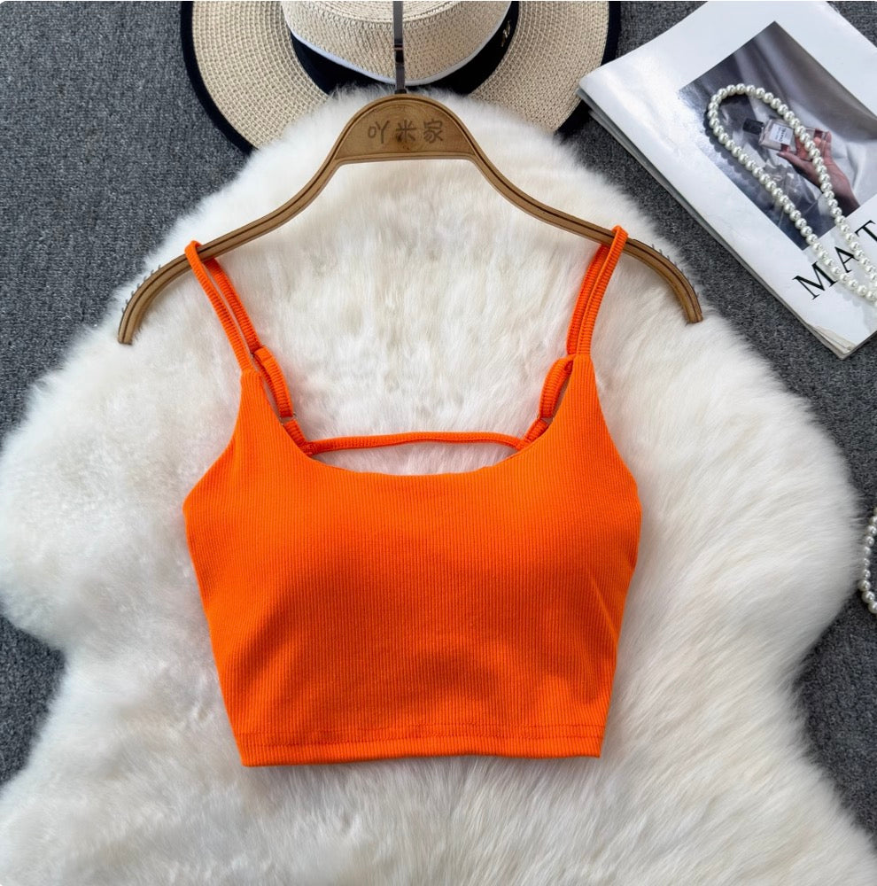 Backless Solid Color U-neck Camisole