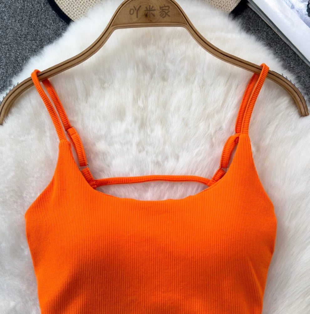 Backless Solid Color U-neck Camisole