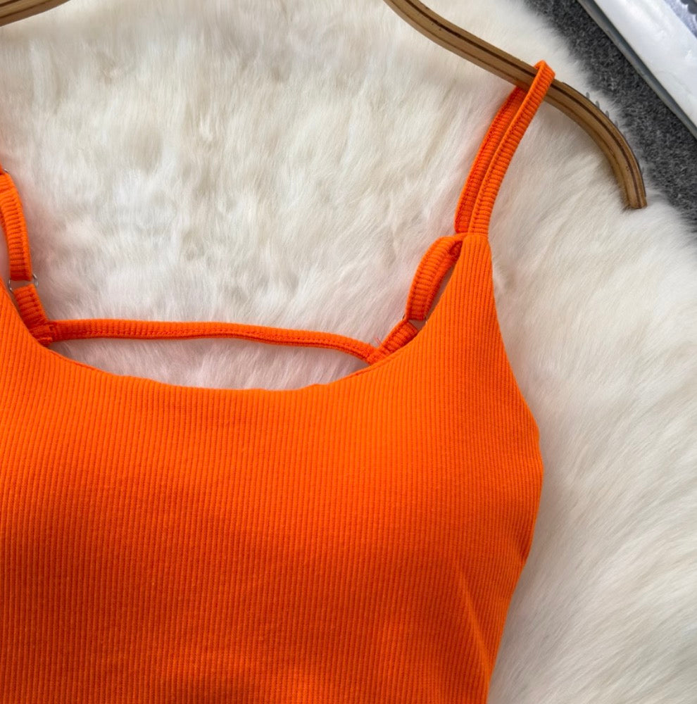 Backless Solid Color U-neck Camisole