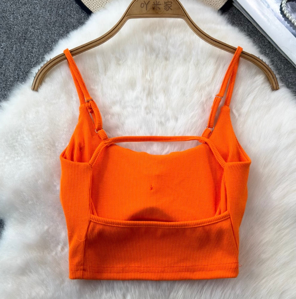 Backless Solid Color U-neck Camisole