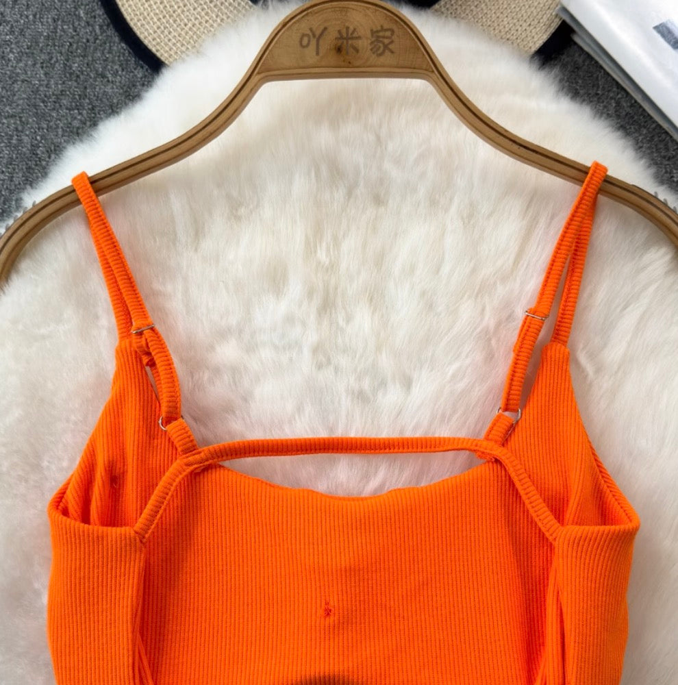Backless Solid Color U-neck Camisole