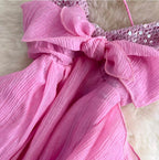 Bow-tie Irregular Ruffled Slip Dress