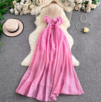 Bow-tie Irregular Ruffled Slip Dress