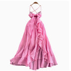 Bow-tie Irregular Ruffled Slip Dress
