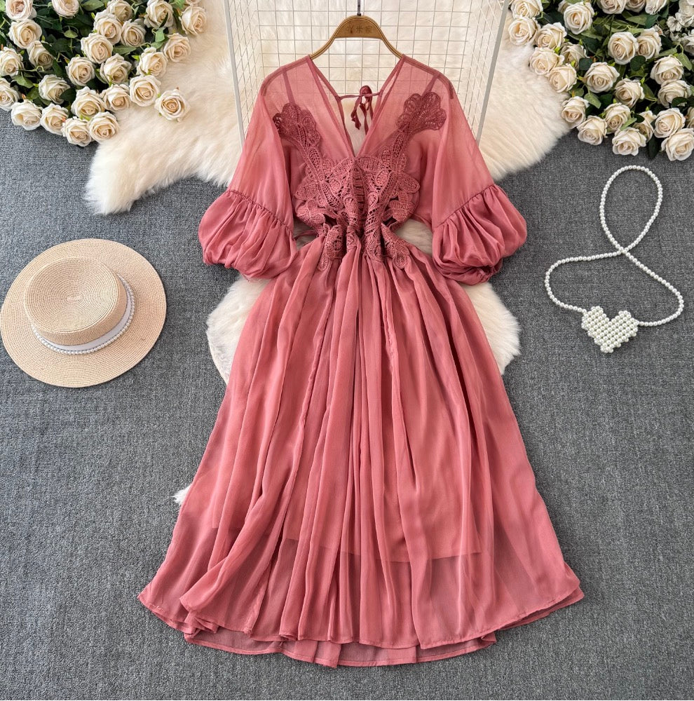Bohemian Style Lace Chiffon Patchwork Dress