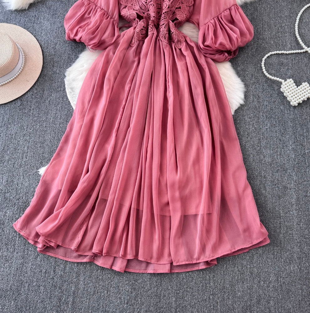 Bohemian Style Lace Chiffon Patchwork Dress