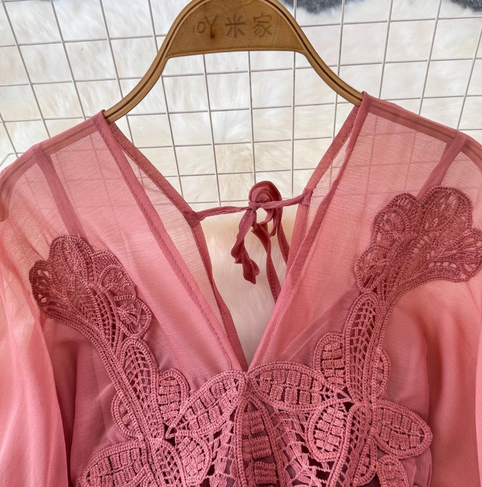 Bohemian Style Lace Chiffon Patchwork Dress