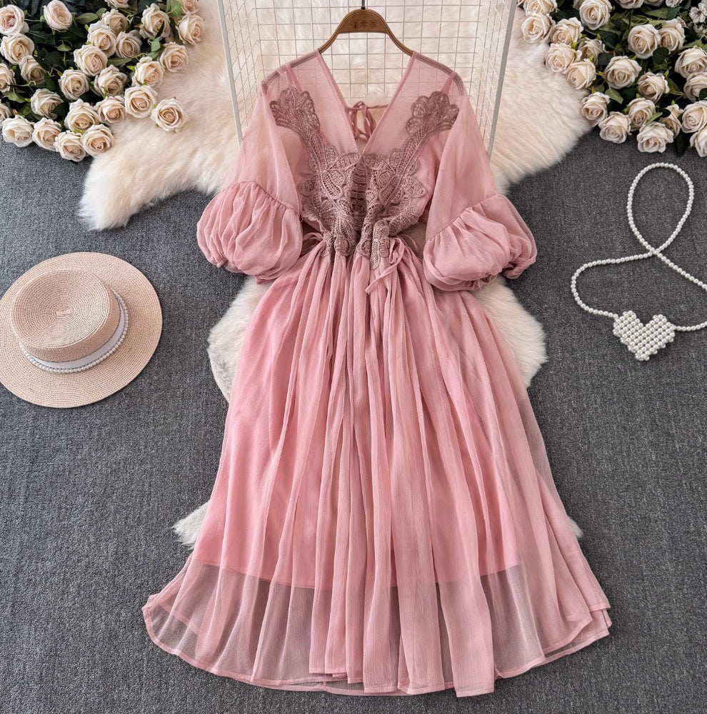 Bohemian Style Lace Chiffon Patchwork Dress