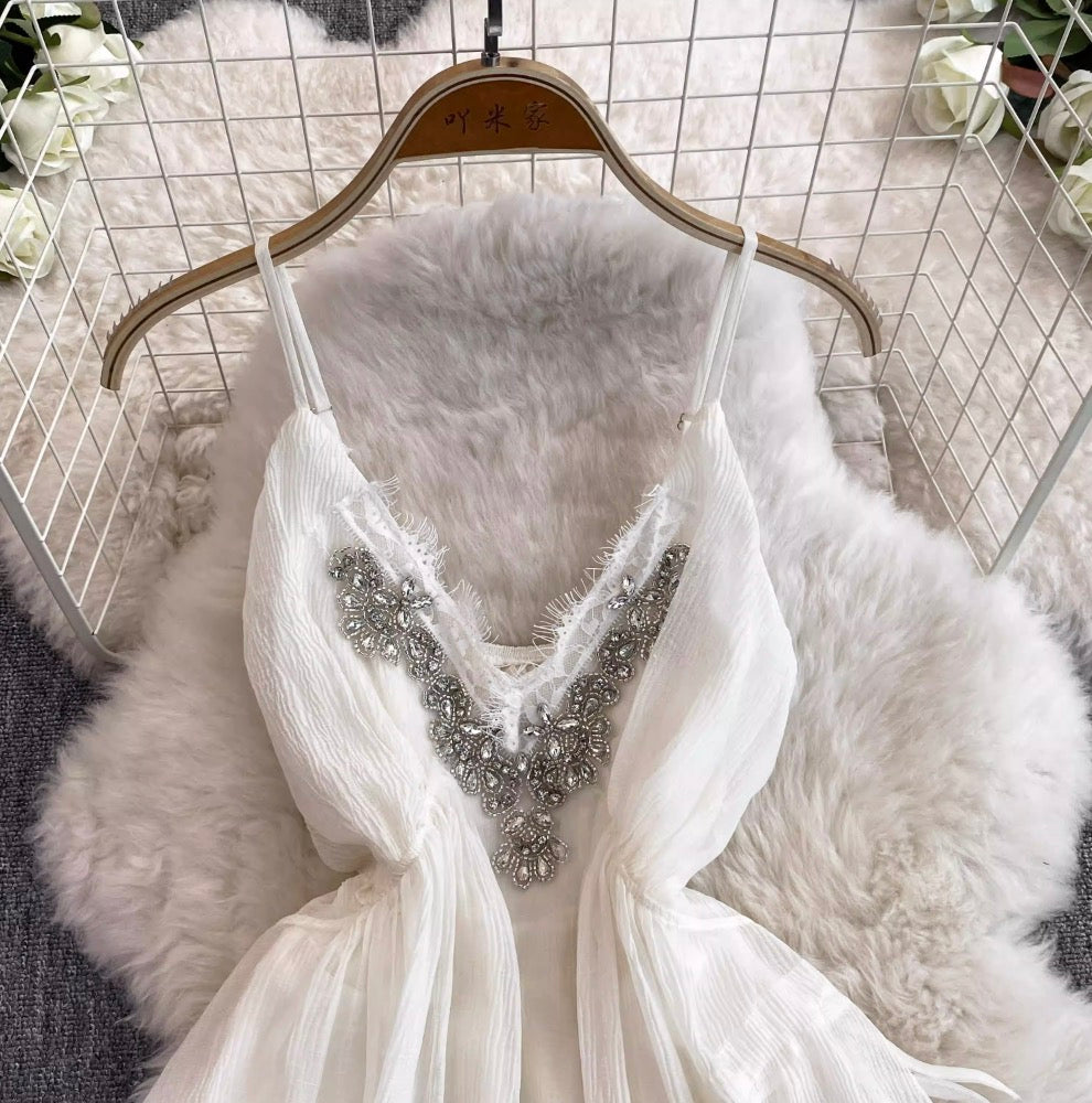 Beaded V-neck Fairy Slip Dress