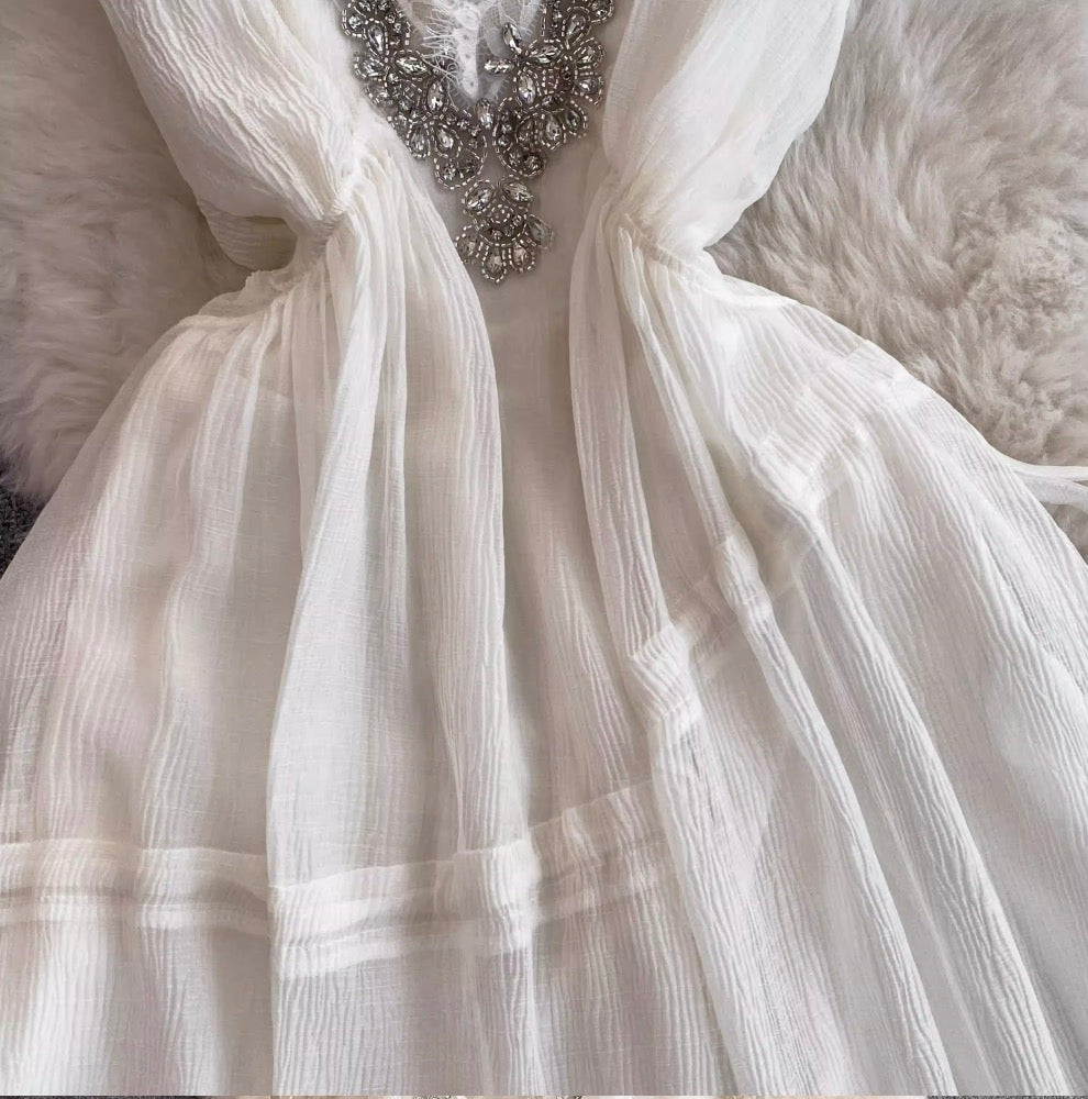Beaded V-neck Fairy Slip Dress