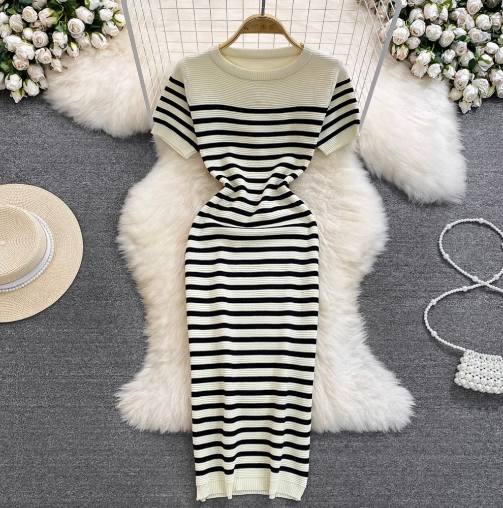Sweetie Crew Neck Striped Dress