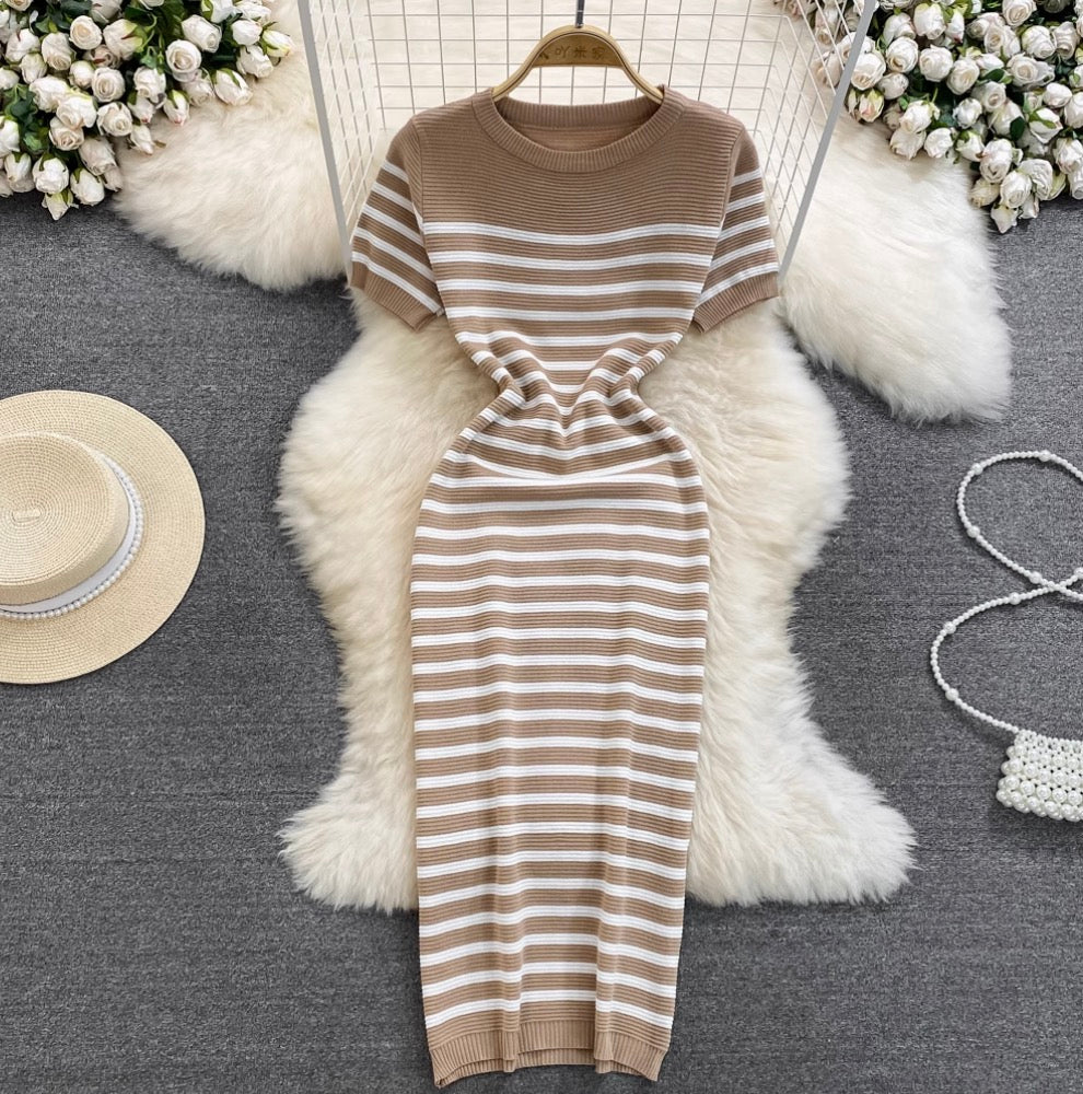 Sweetie Crew Neck Striped Dress