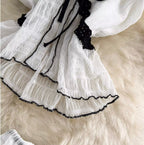 V-neck Halter Top & Mesh Skirt 2Pcs