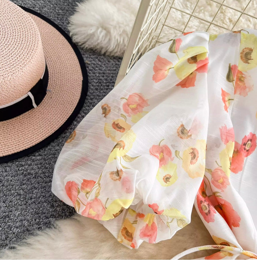 Sweetie V-neck Floral Printed Dress