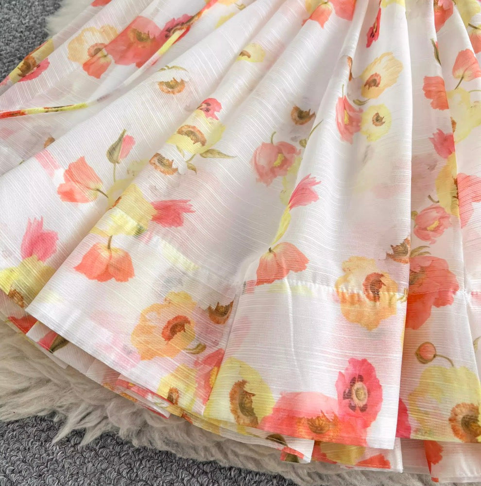 Sweetie V-neck Floral Printed Dress