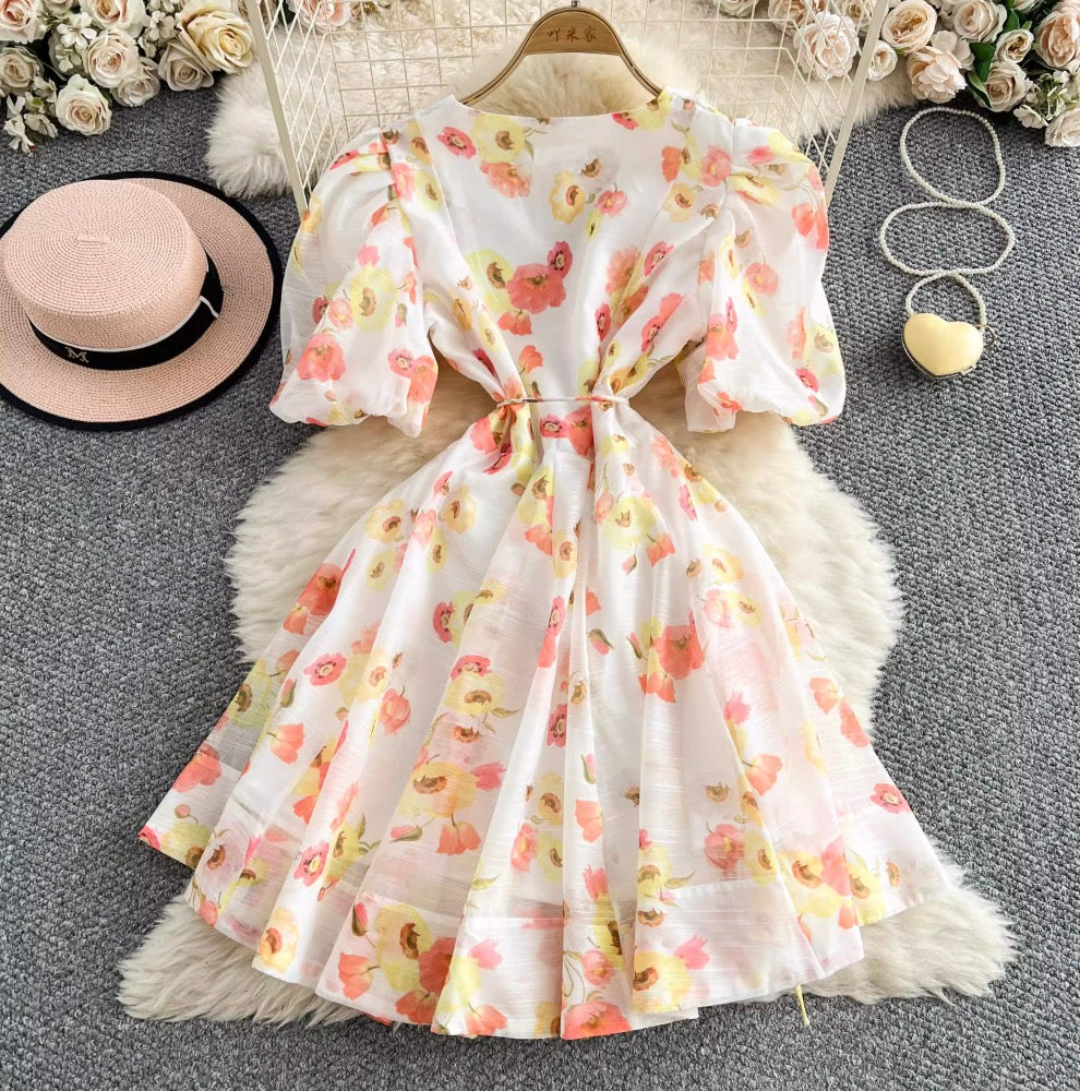 Sweetie V-neck Floral Printed Dress