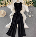 Elegant Double-breasted Sleeveless Jumpsuits