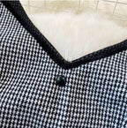 V-neck Houndstooth Tweed Slip Jumpsuits