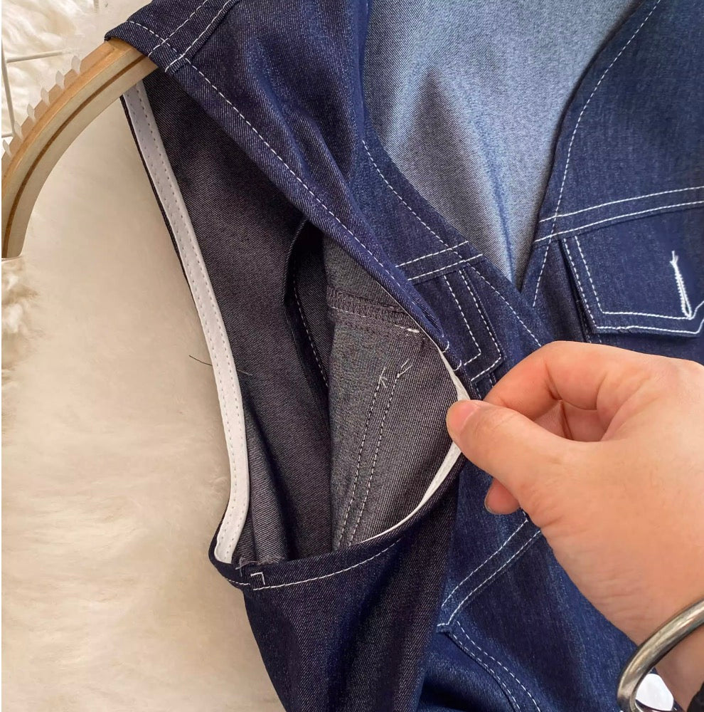 Denim Vest & Wide-leg Jeans 2Pcs
