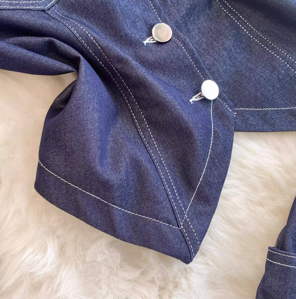 Denim Vest & Wide-leg Jeans 2Pcs