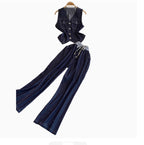 Denim Vest & Wide-leg Jeans 2Pcs