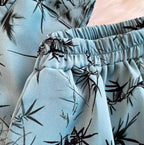 Printed V-neck Top & Trousers 2Pcs