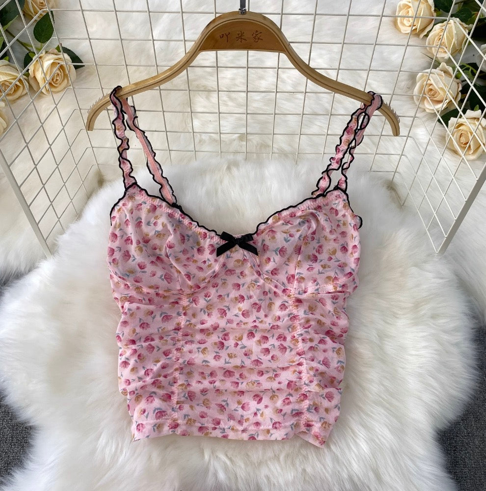 Sexy Floral Camisole & Shorts 2Pcs