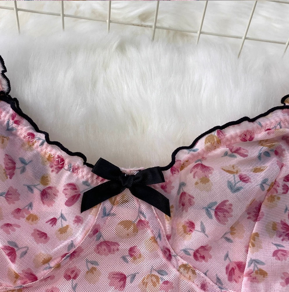 Sexy Floral Camisole & Shorts 2Pcs