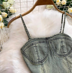 Vintage Denim Camisole & Skirt 2Pcs