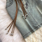 Vintage Denim Camisole & Skirt 2Pcs