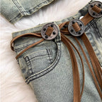 Vintage Denim Camisole & Skirt 2Pcs