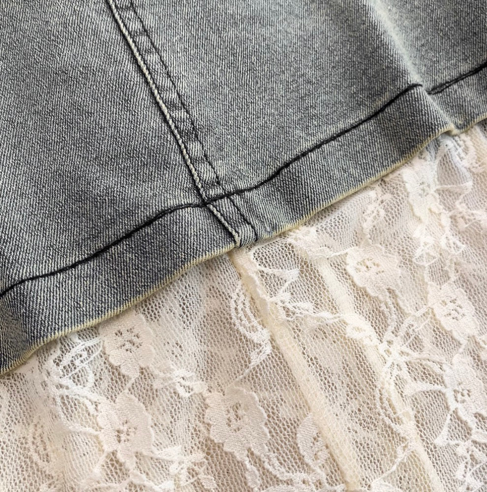 Vintage Denim Camisole & Skirt 2Pcs