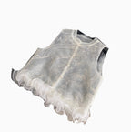 Niche Thin Embroidery White Mesh Top