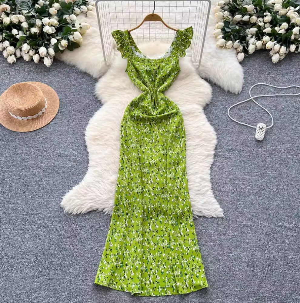 Vintage Fresh Green Floral Dress