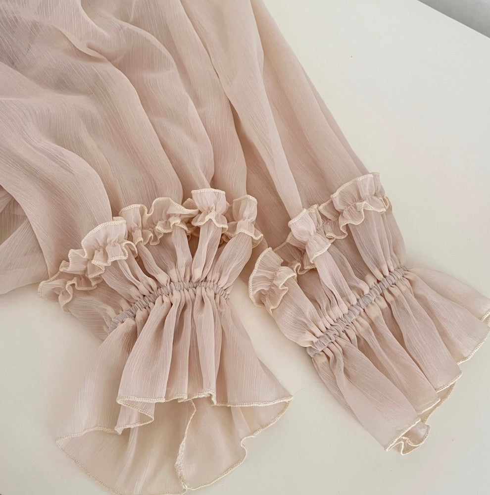 Off-shoulder Chiffon Top & Skirt 2Pcs
