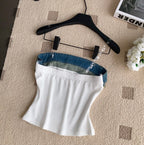 Chic Denim Patchwork Printed Camisole