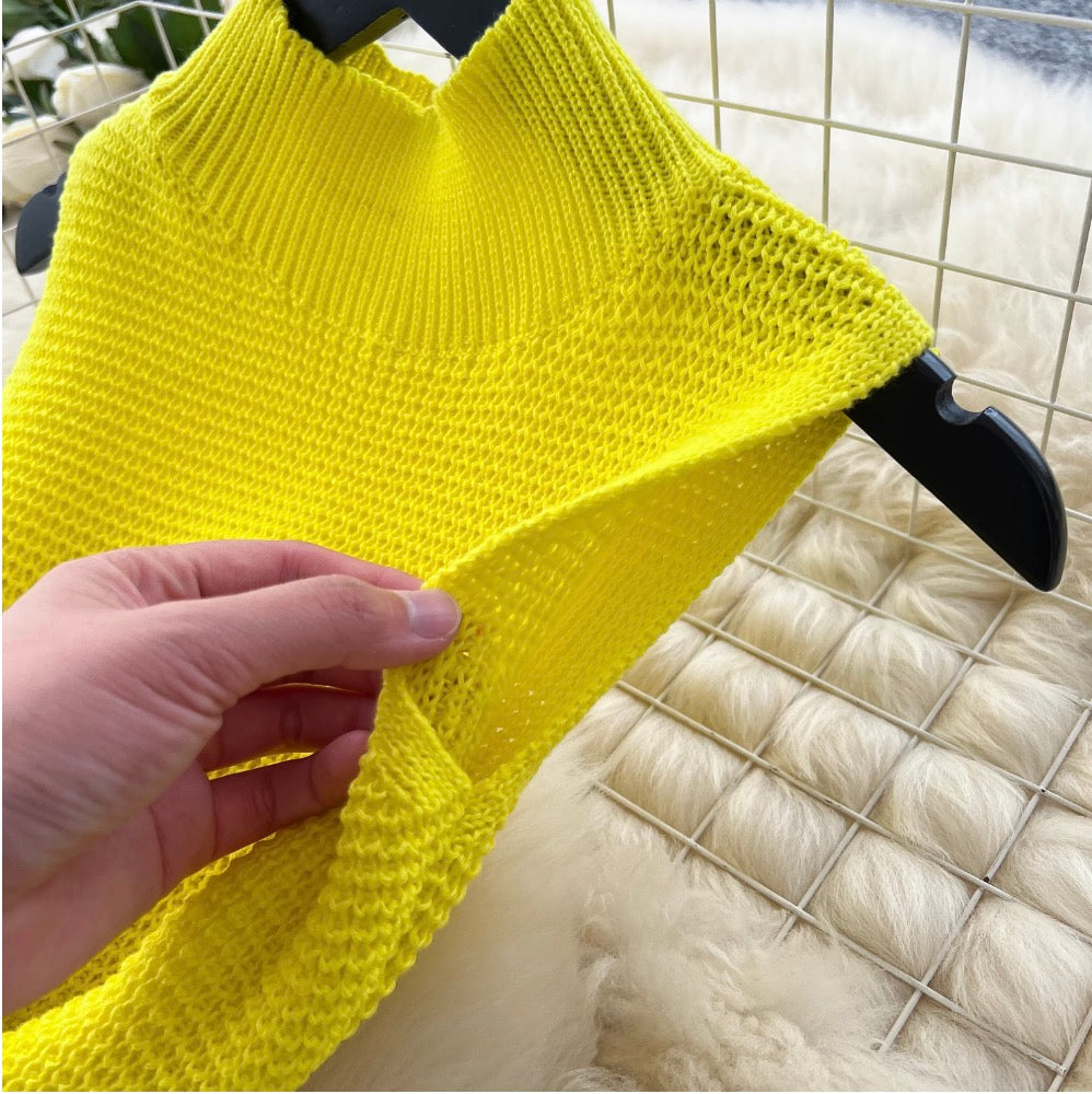High-end Fringed Sleeveless Knit Dress