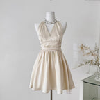 Back Bow-tie Party Halter Dress