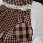 Vintage Square Neckline Plaid Slip Dress