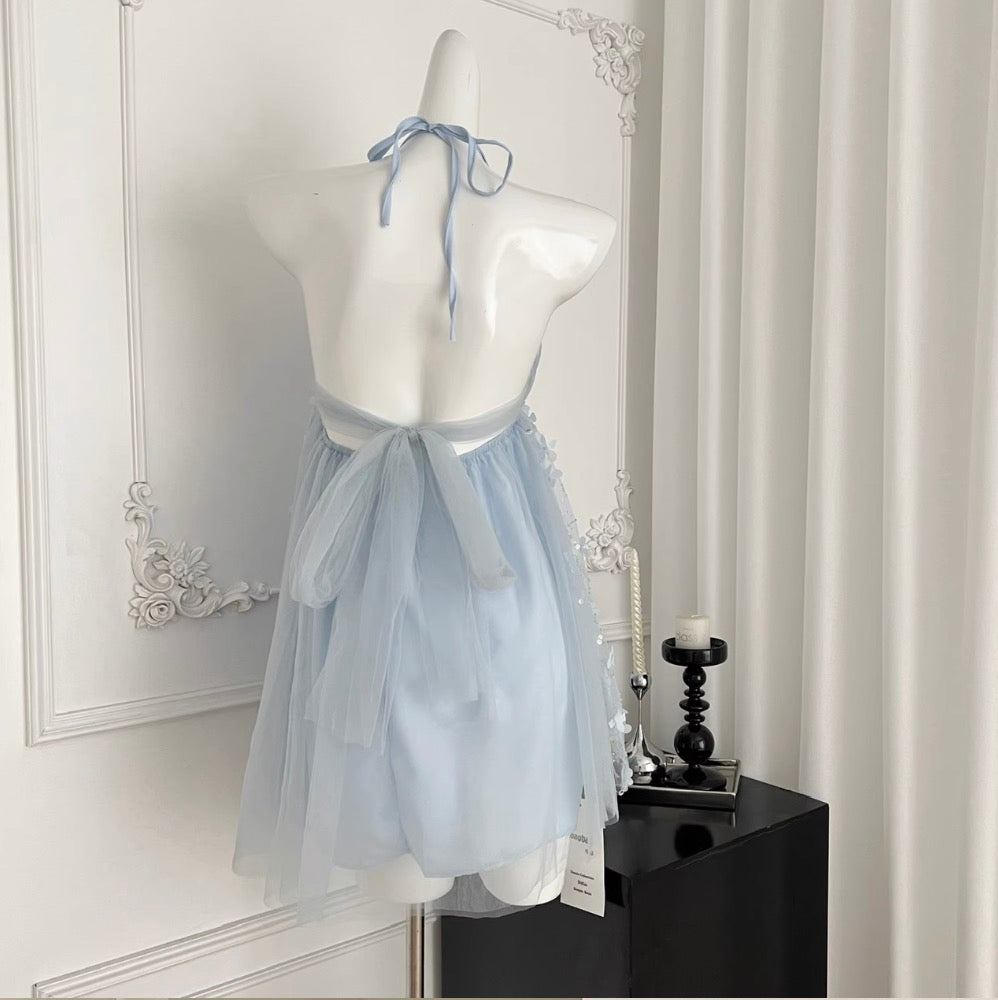 Sweetie Sequined Blue Mesh Dress