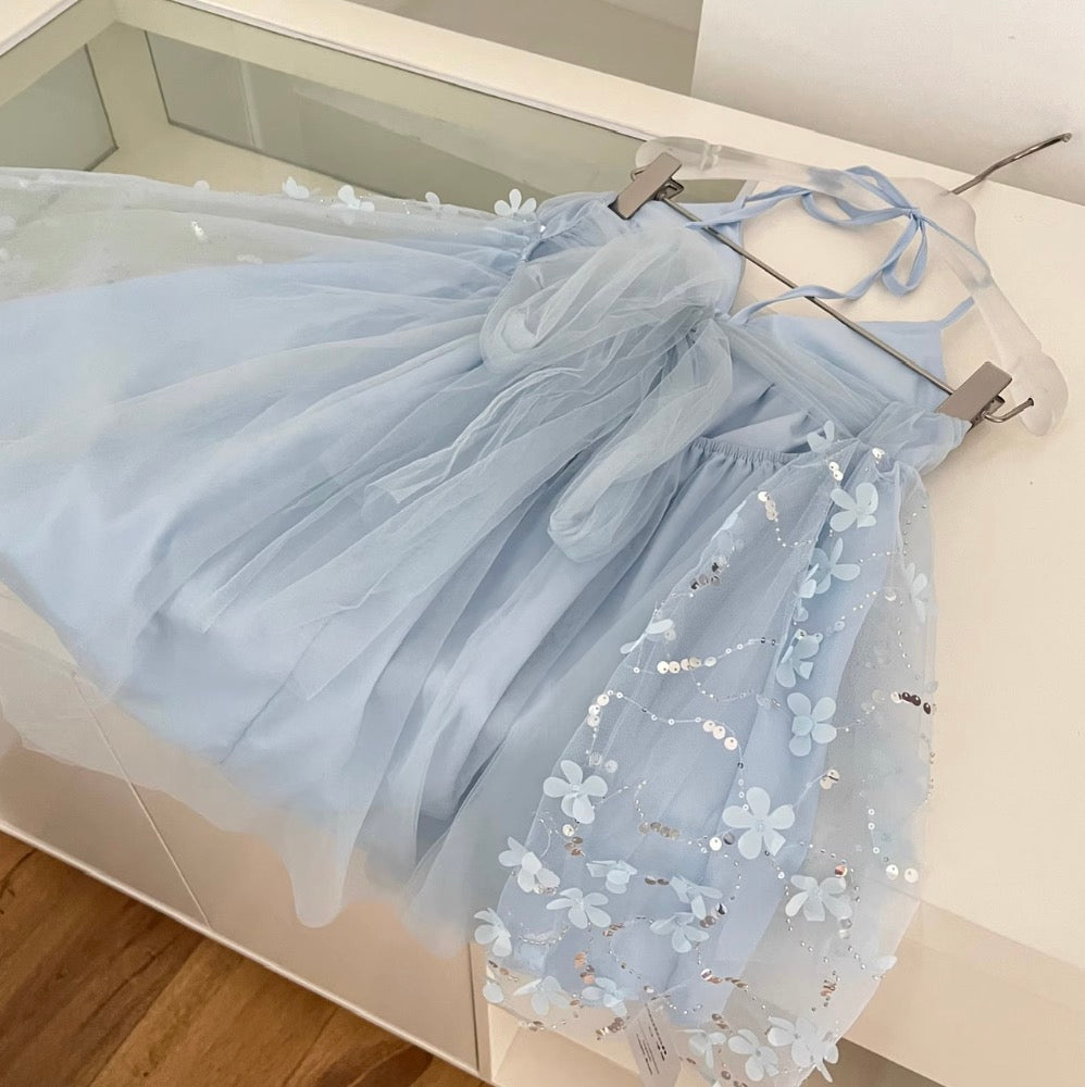 Sweetie Sequined Blue Mesh Dress