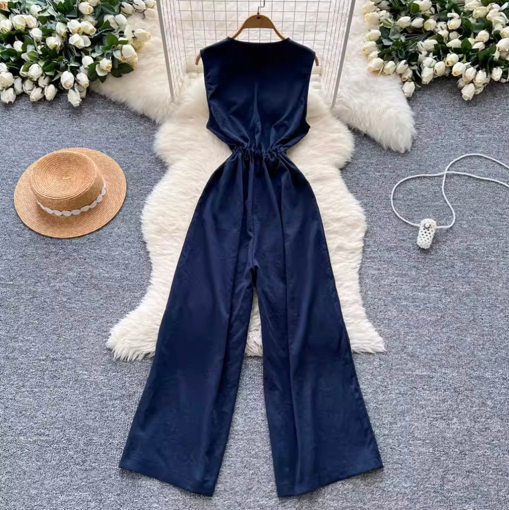 Chic Sleeveless Wide-leg Jumpsuits