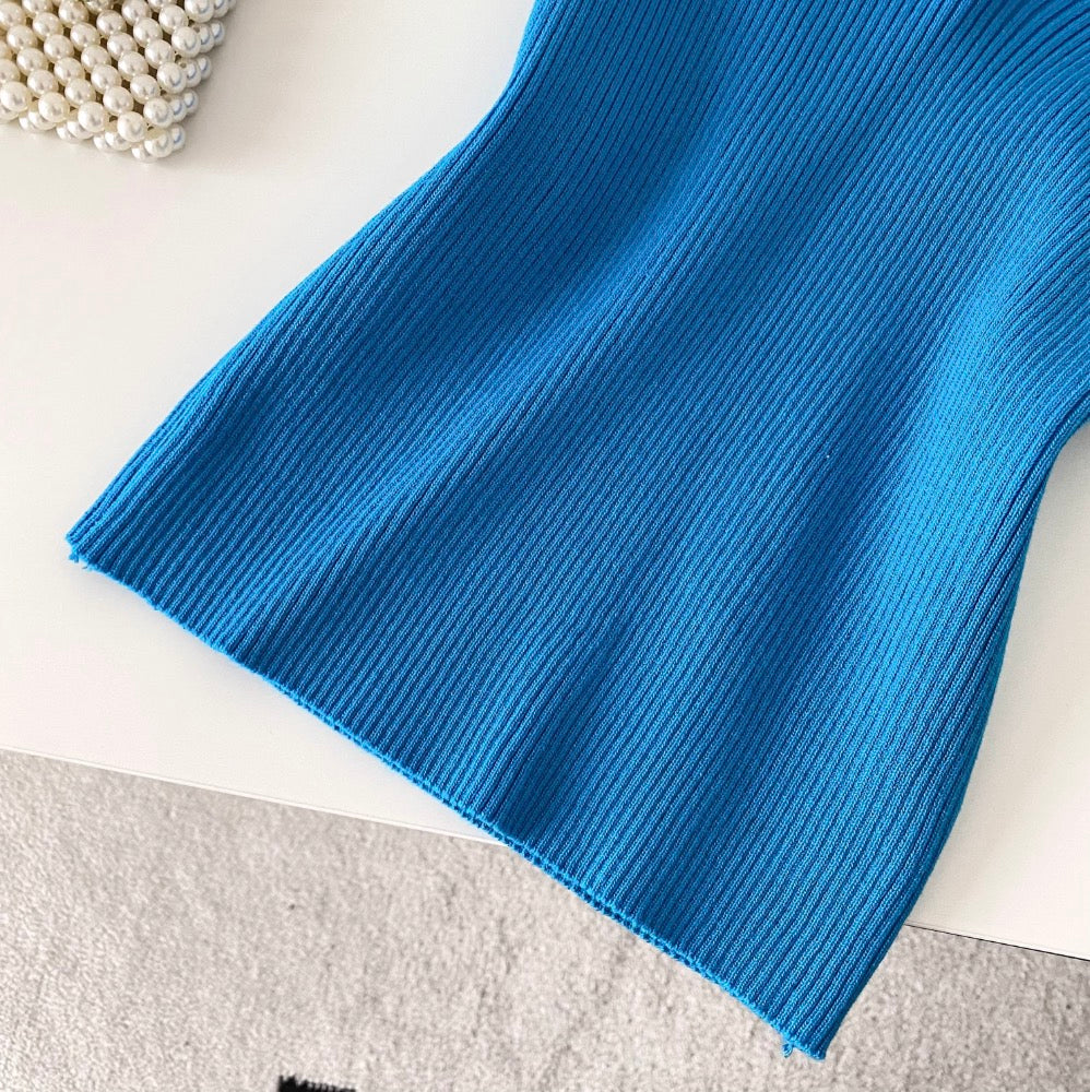 V-neck Embroidery Slim Halter Knitwear