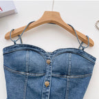 Chic Single-breasted Denim Camisole
